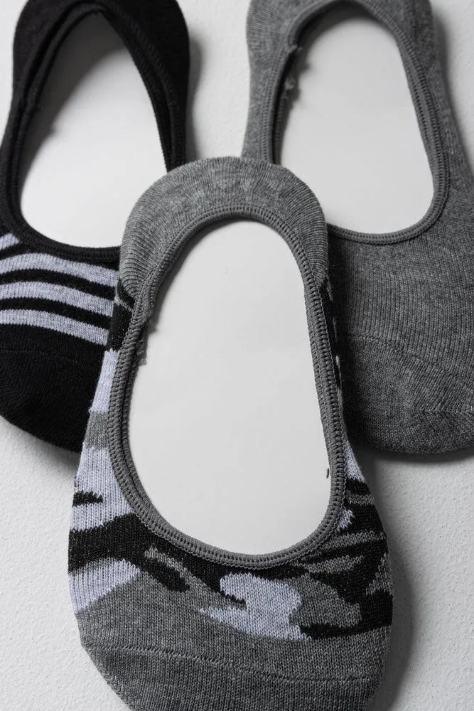 3 Pack Secret Socks Black, White & Grey