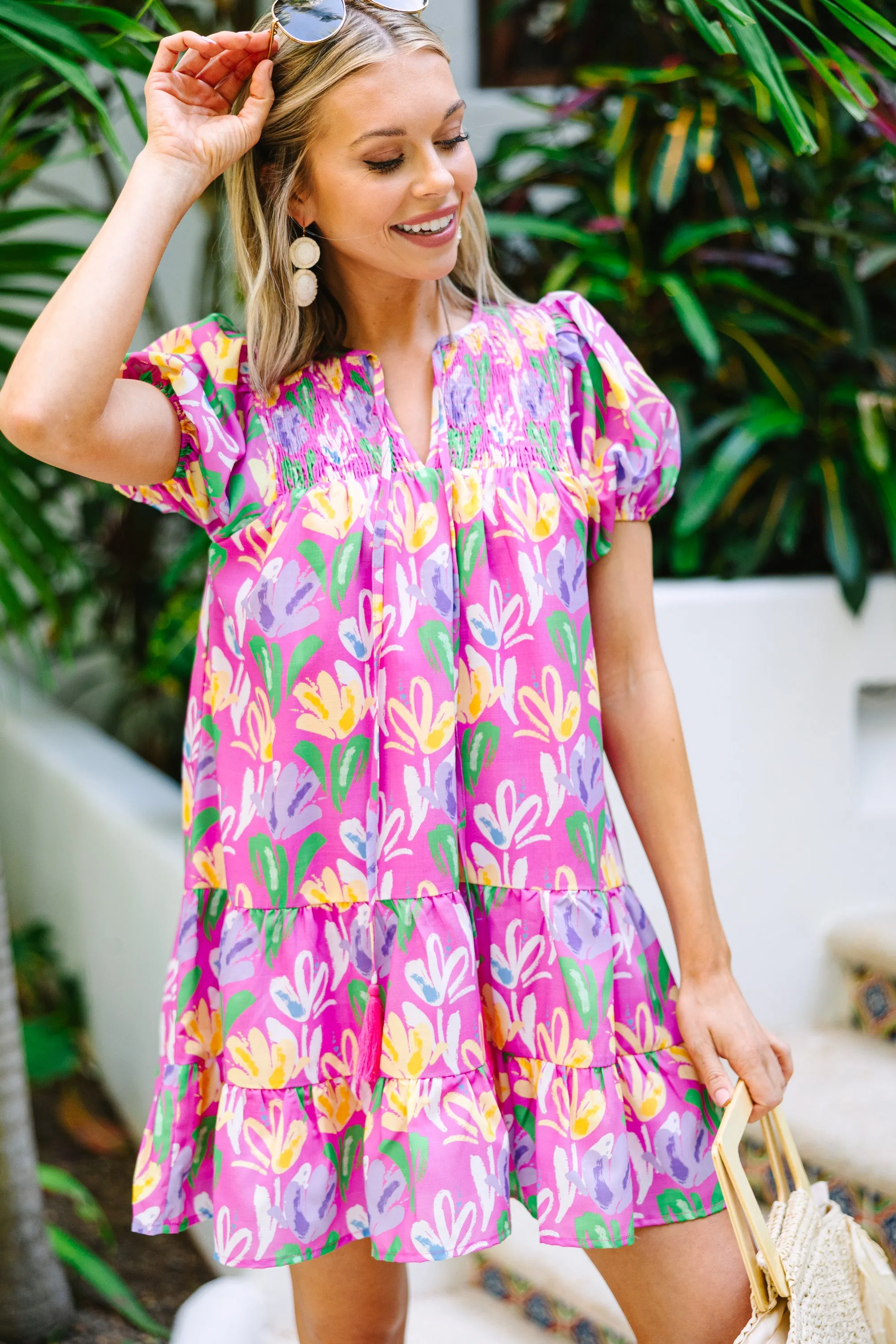 Always On My Mind Fuchsia Pink Floral Dress