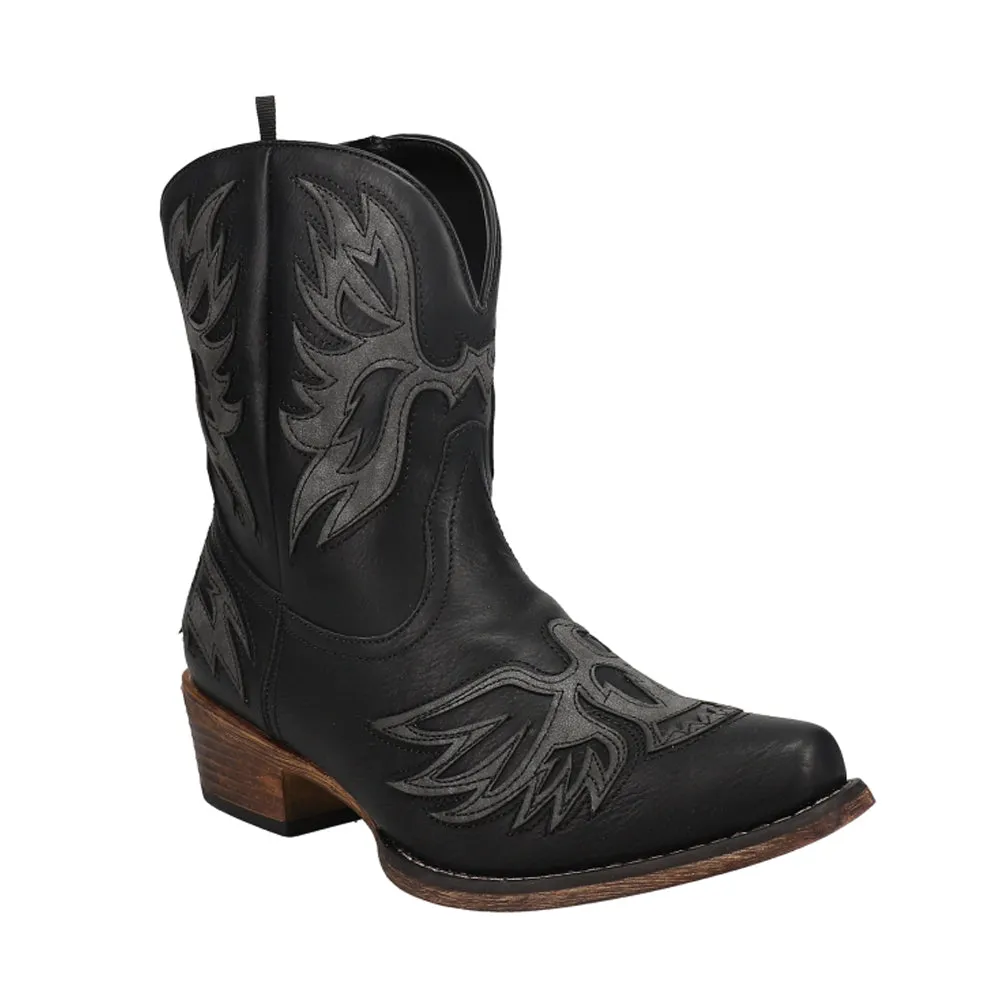 Amelia Tooled Inlay Snip Toe Cowboy Booties