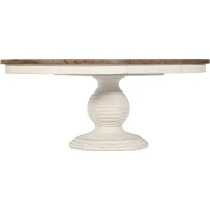 Americana Round Pedestal Dining Table w/22" Leaf, Honey Top/Daisy Base