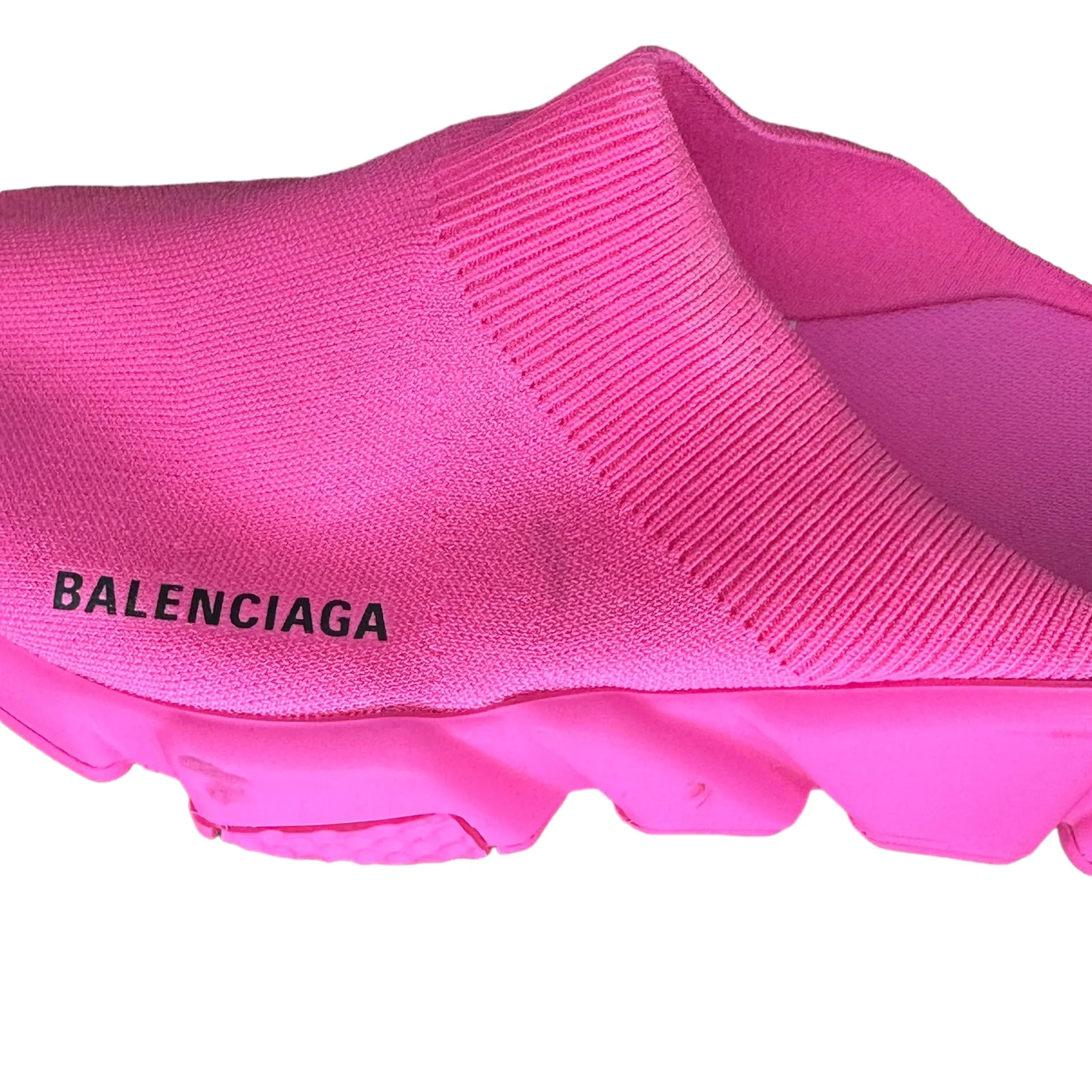 Balenciaga Hot Pink Knit Speed Mules