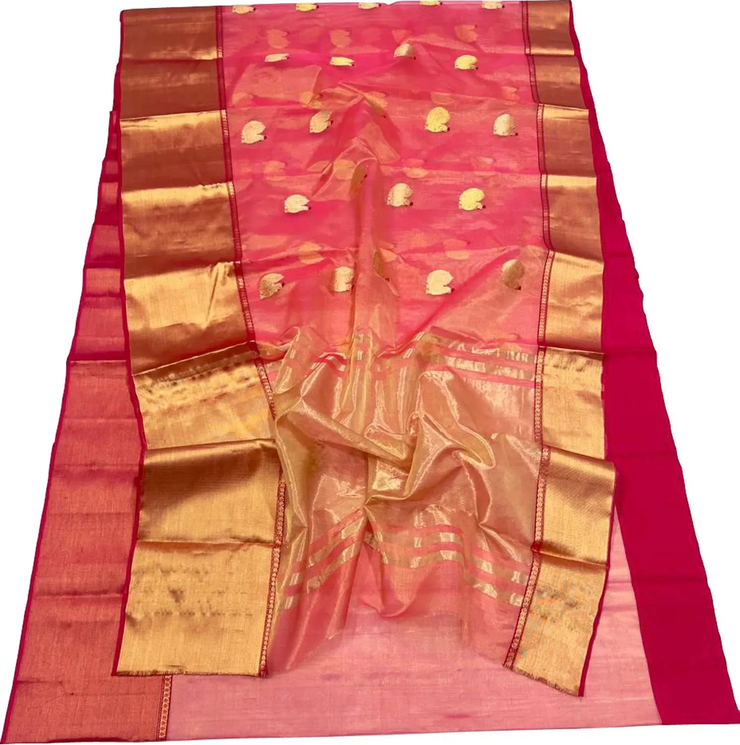 Beautiful Pink Chanderi Handloom Silk Saree