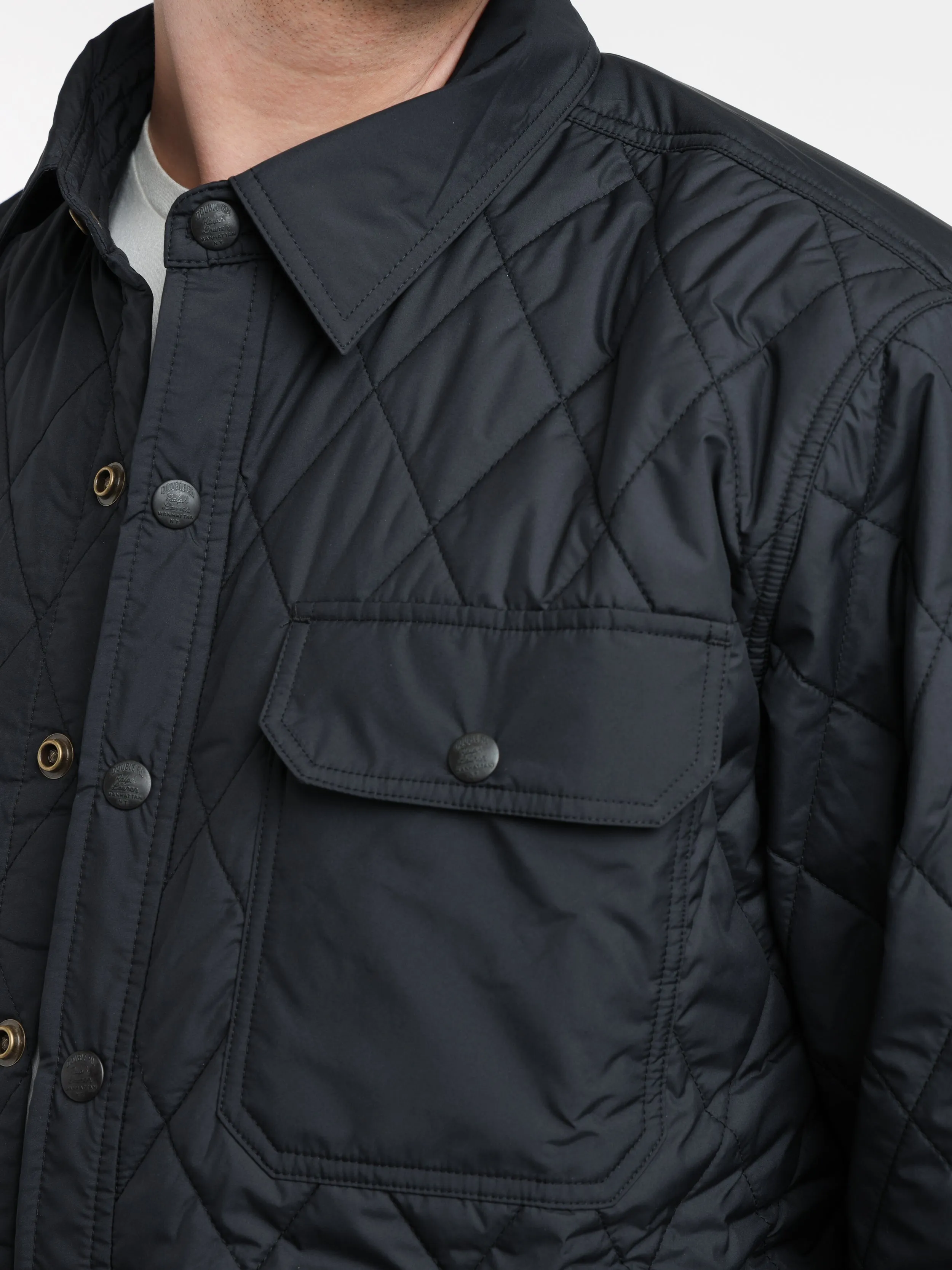 Black Quilted Shirt Jacket