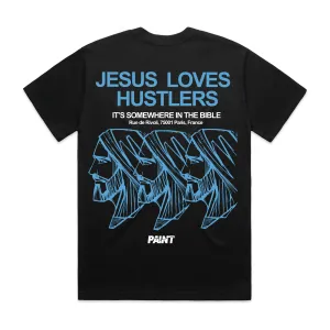 Black/Sky Jesus Loves Hustlers Tee