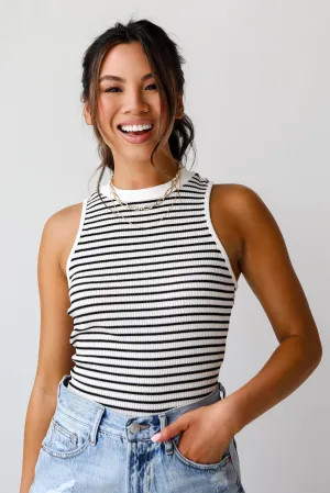 Blake Striped High Neck Tank - DU DEAL