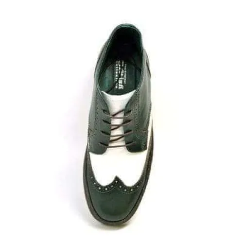 British Walkers Wingtip Two Tone Men's Green and White Leather