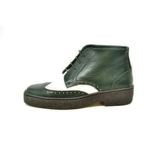 British Walkers Wingtip Two Tone Men's Green and White Leather