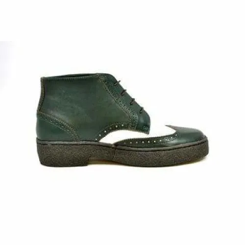 British Walkers Wingtip Two Tone Men's Green and White Leather