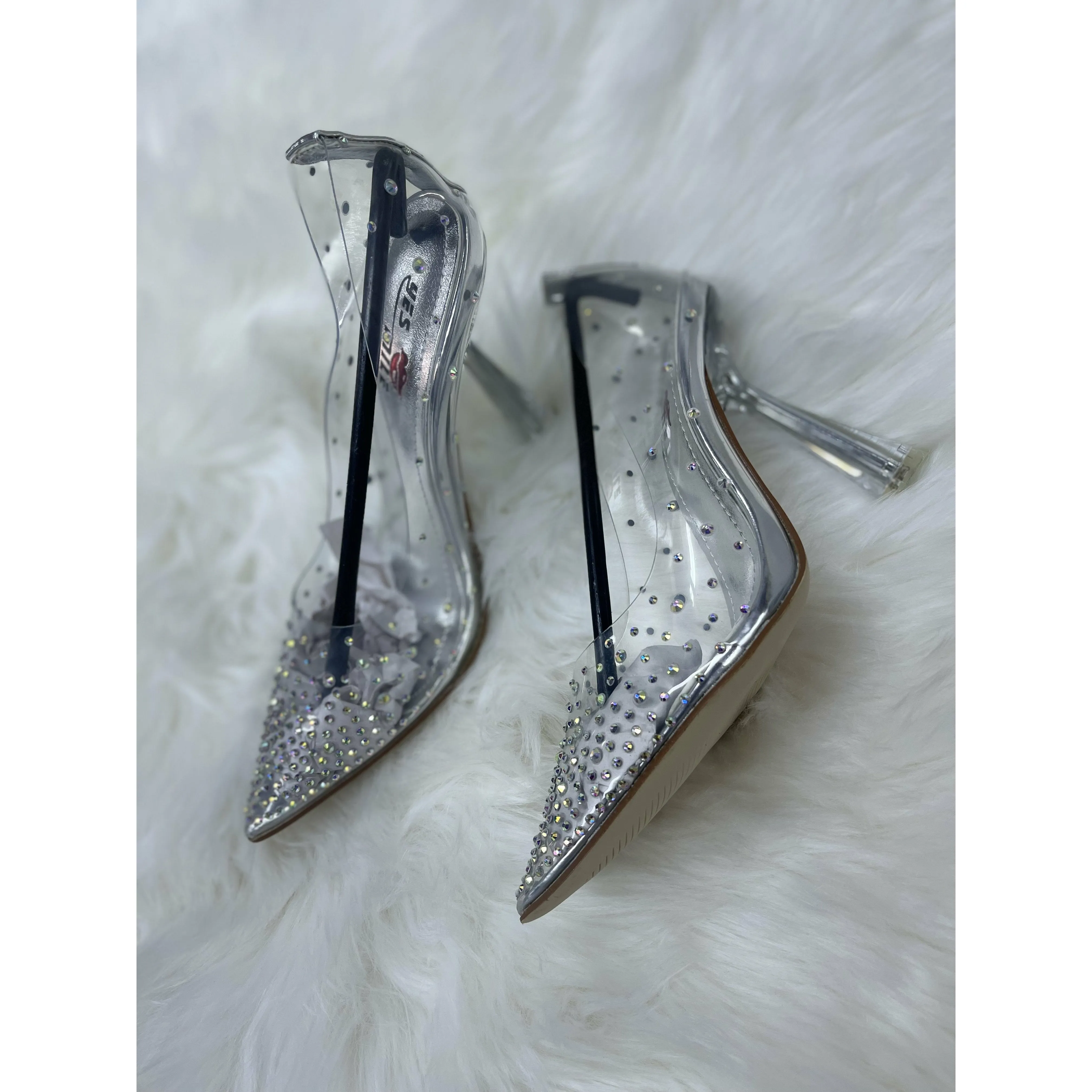 Crystal Rhinestone Transparent PVC Heel