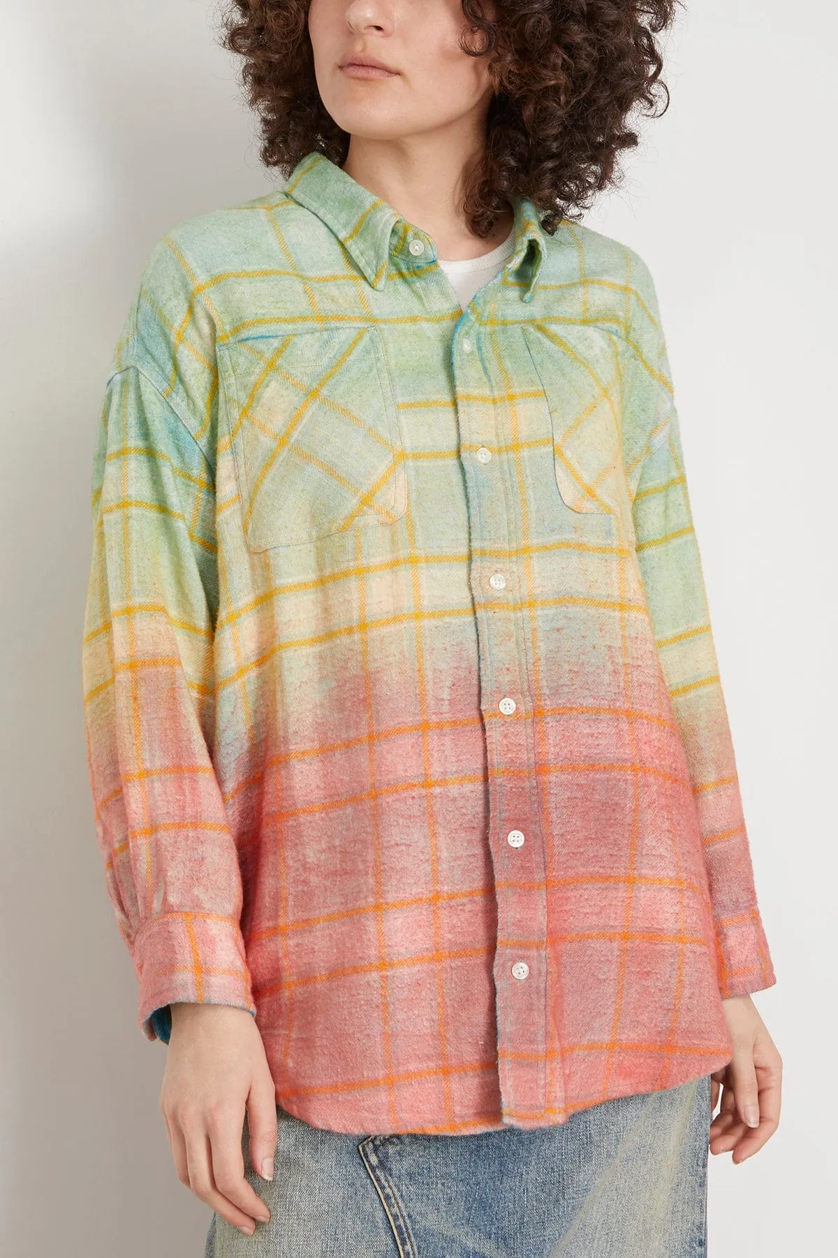 Drop Neck Workshirt in Pastel Plaid