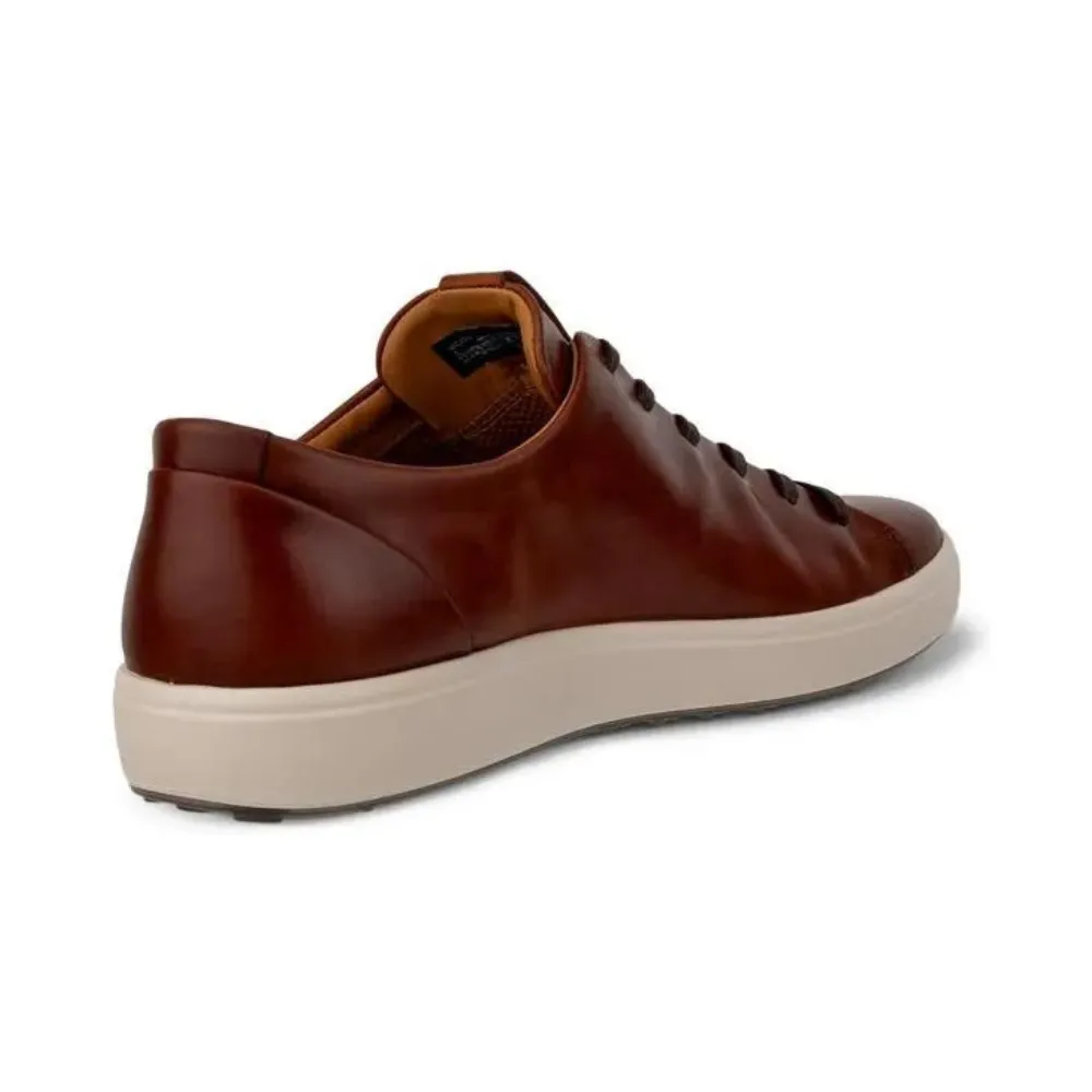 Ecco Soft 7 Mens Stylish Plain Lace Sneaker in Rich Cognac