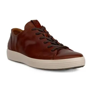 Ecco Soft 7 Mens Stylish Plain Lace Sneaker in Rich Cognac