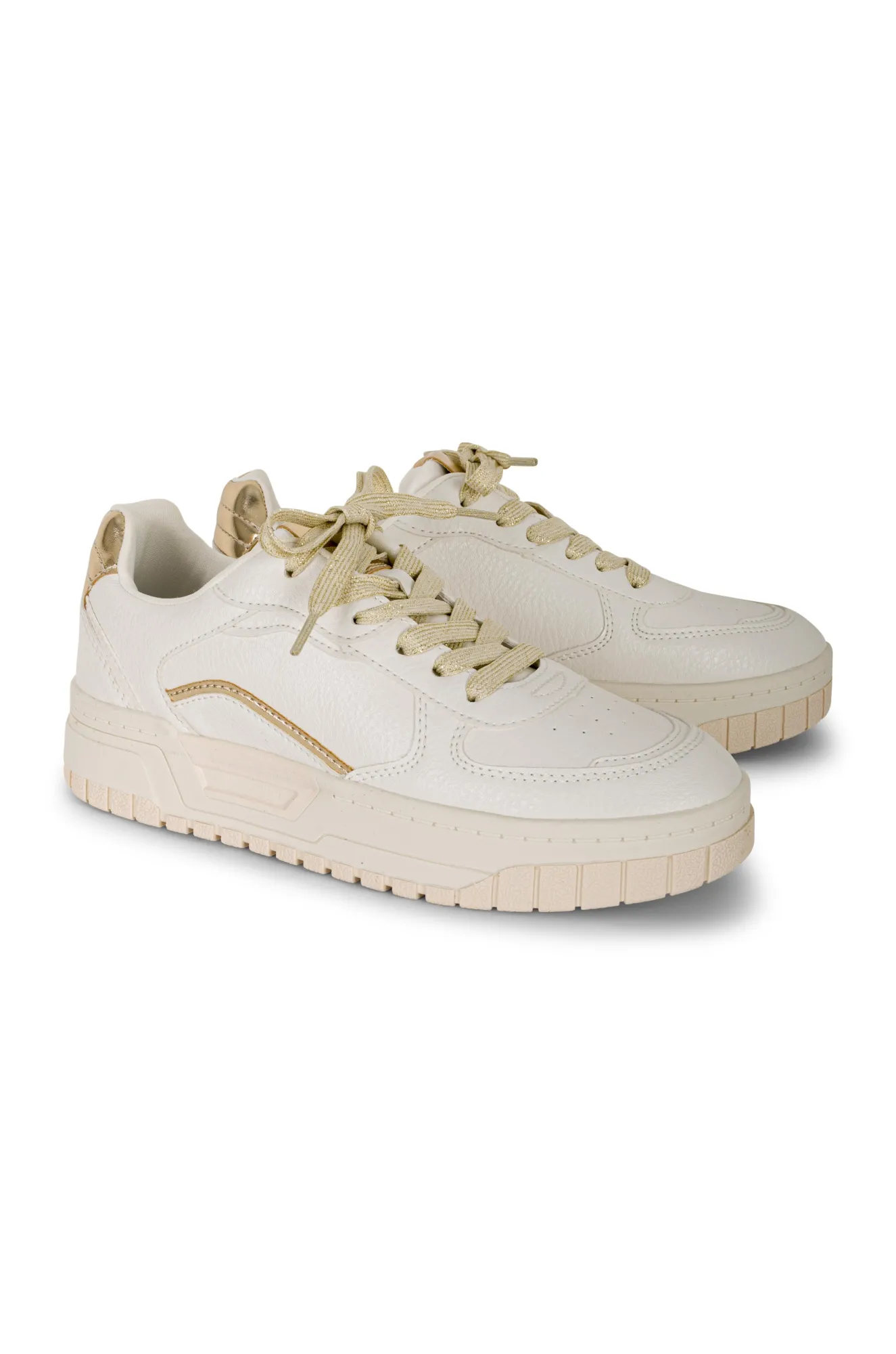 Gold trim Faux Leather Sneakers | WHITE | 611610 ZZ