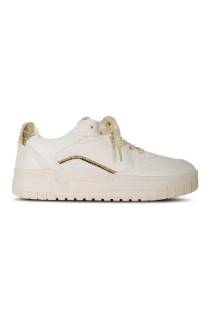 Gold trim Faux Leather Sneakers | WHITE | 611610 ZZ