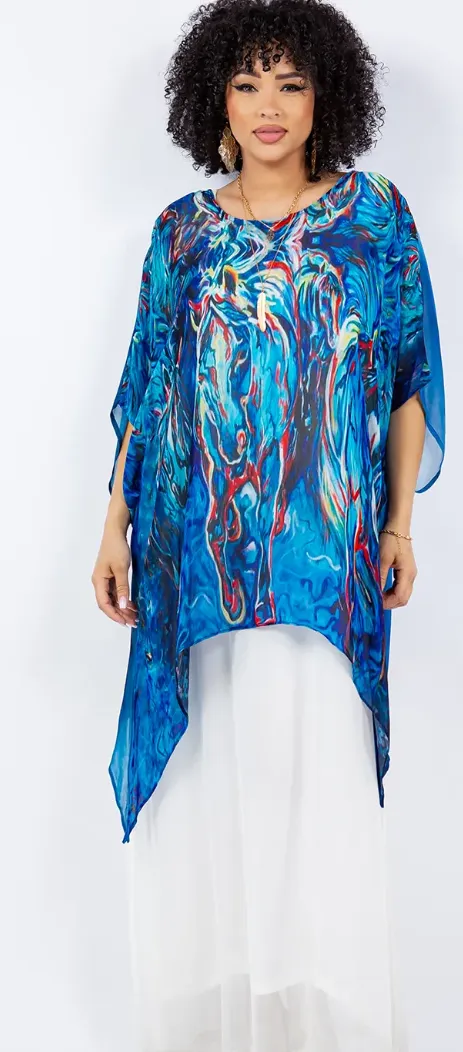 Horse Spirit Maven Reversible Oversize Tunic Top Lagenlook Boho Hippie Chic SML-6X 