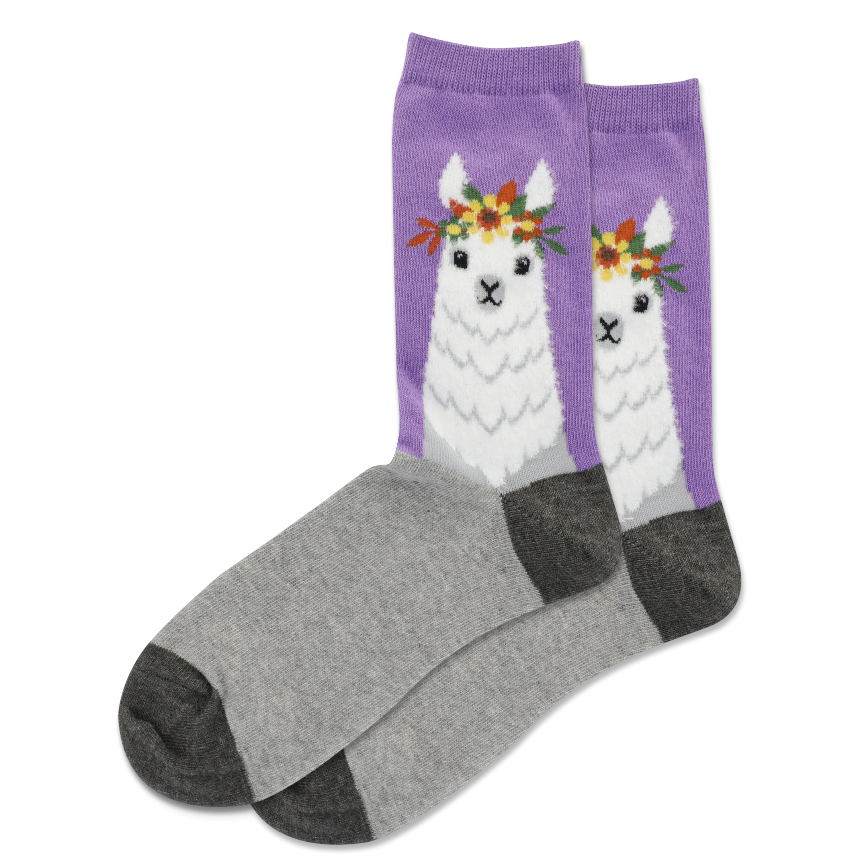 HOTSOX Women's Fuzzy Llama Crew Socks