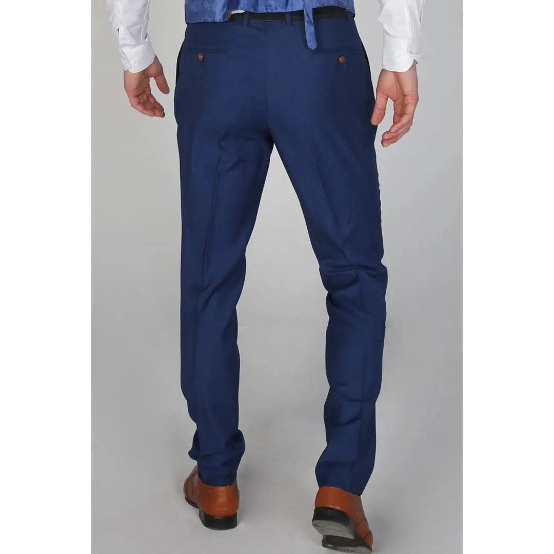 Mayfair- Men's Plain Blue Trouser Wedding Prom Office