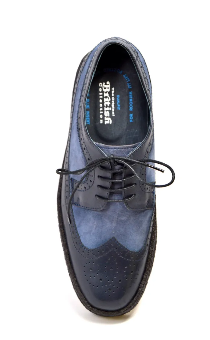 Playboy Wingtip Low Navy Leather & Blue Suede - The British Collection