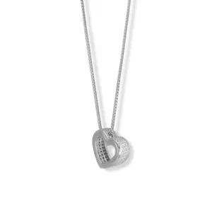 Sterling Silver Cubic Zirconia Floating Heart Necklace for Women