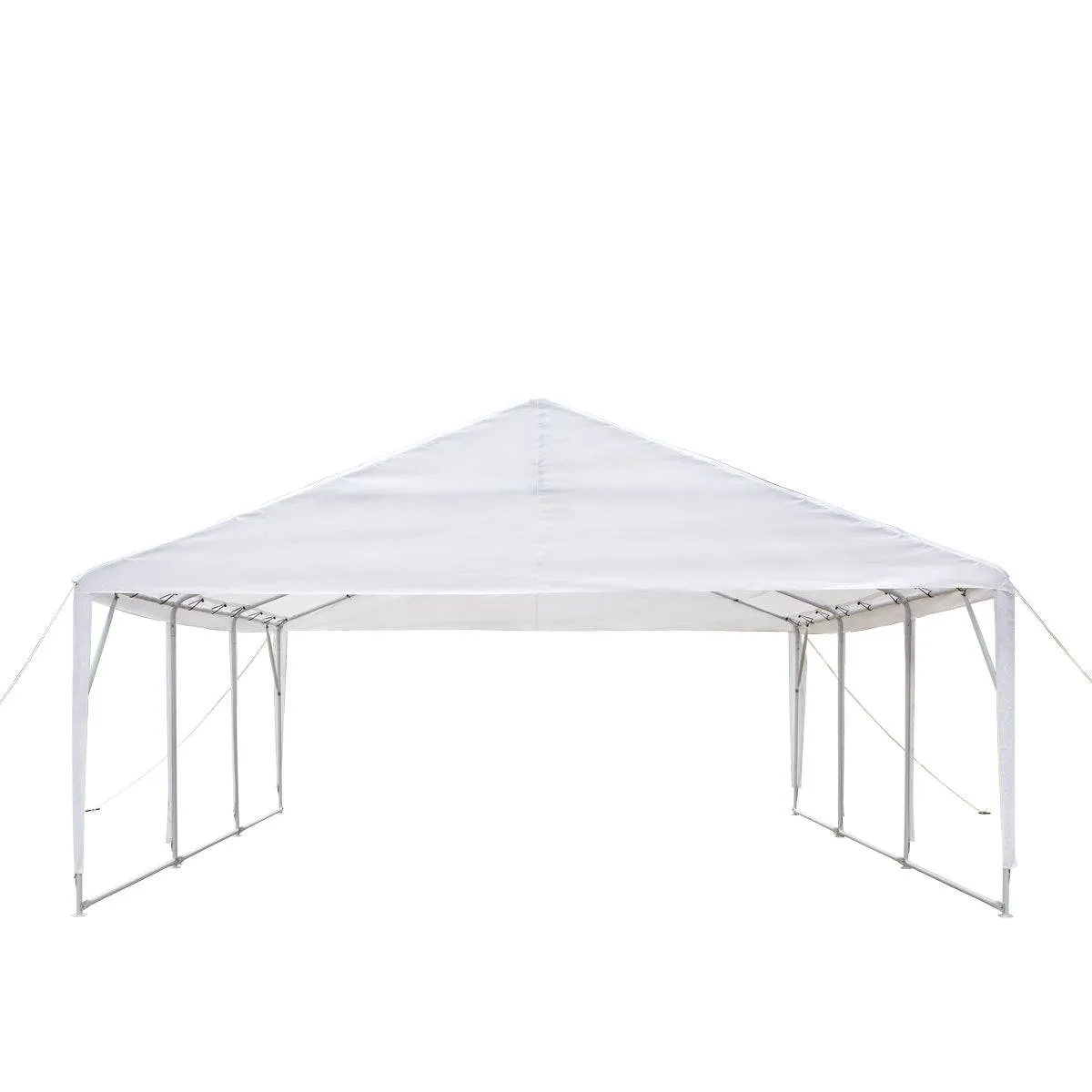 TMG Industrial 20’ x 20’ Heavy Duty Outdoor Party Tent, PE Tarpaulin Fabric, 6’6” Overhead, 10’ Peak Ceiling, TMG-PT2020A