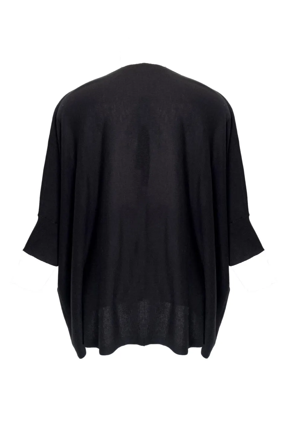 Wave Black SS Cotton Blend Oversized Fine Gauge Knit Top