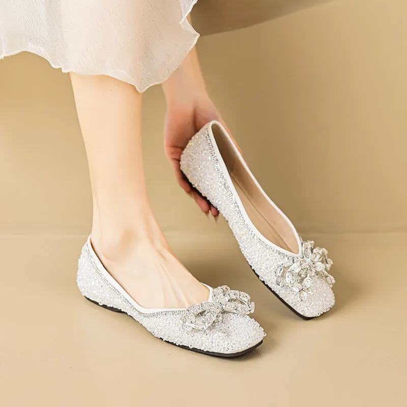 Women Fashion Crystal Comfort Soft Flats